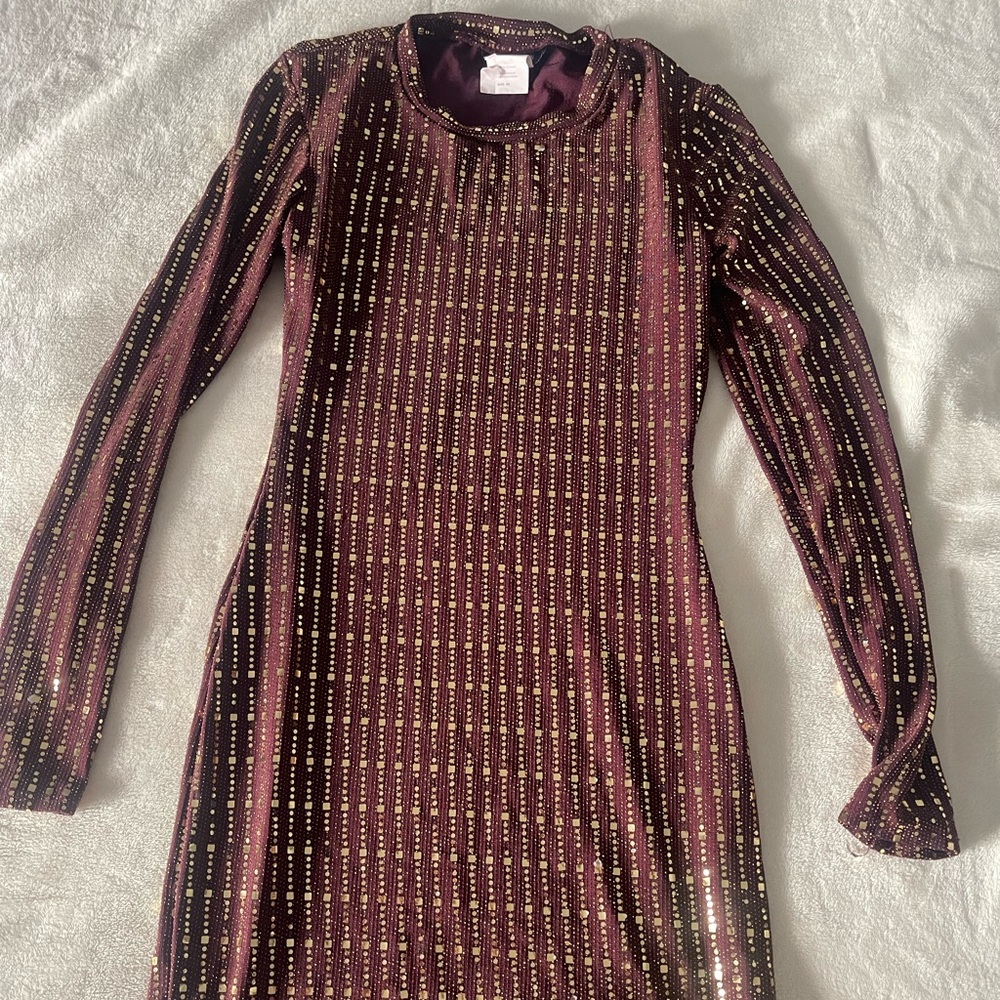 B Darlin Plum Dress with Gold Accents